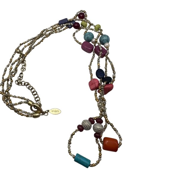 Chico's Necklace Jewlery Statement 41" Adjustable Multicolor Beaded Multilayered - Picture 6 of 6